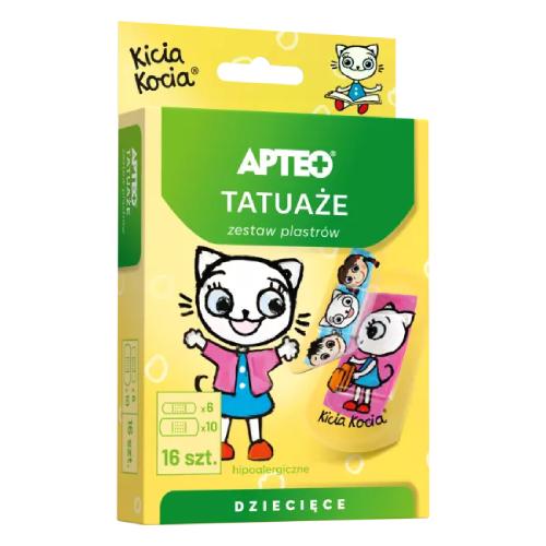 Zdjęcie produktu - APTEO Tatuaże Kicia Kocia zestaw plastr&oacute;w dla dzieci, 16 szt.