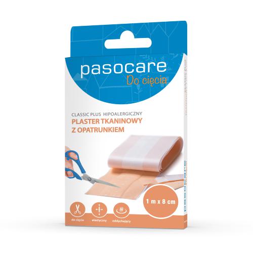 Zdjęcie produktu - PASOCARE Plaster tkaninowy z opatrukiem classic plus 1m x 8cm