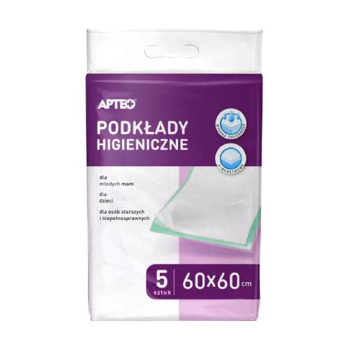 Zdjęcie produktu - APTEO Podkłady higieniczne 60cm x 60cm, 5szt.