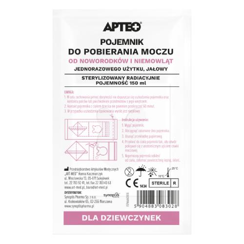 Zdjęcie produktu - APTEO Pojemnik do pobierania moczu jałowy dla dziewczynek, 150 ml