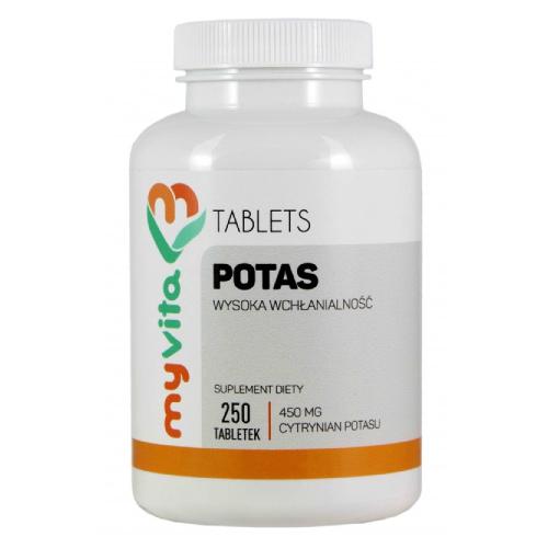 Zdjęcie produktu - MyVita Potas 450 mg, 250 tabl.