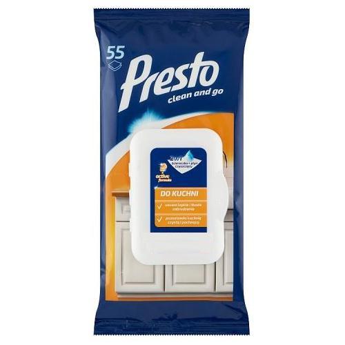 Zdjęcie produktu - PRESTO Ściereczki nawilżane do kuchni, 55szt.
