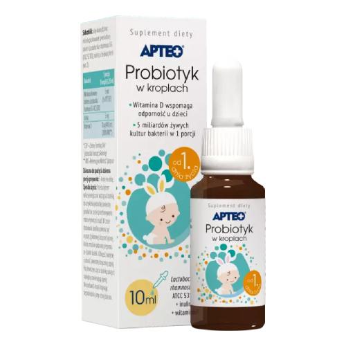 Zdjęcie produktu - APTEO Probiotyk w kroplach z witaminą D, 10ml