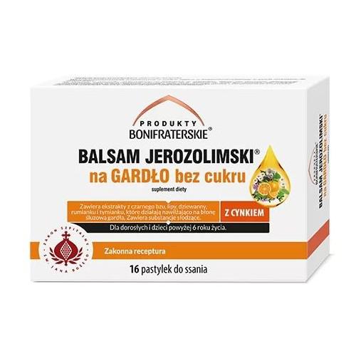 Zdjęcie produktu - Produkty Bonifraterskie Balsam Jerozolimski na gardło bez cukru, 16past. do ssania