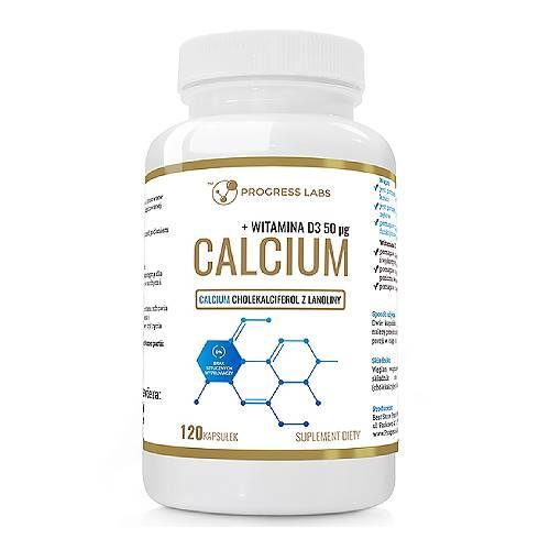 Zdjęcie produktu - Progress Labs Calcium Wapń + Witamina D3, 120 kaps.