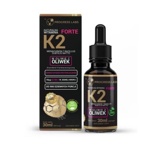 Zdjęcie produktu - PROGRESS LABS Naturalna Witamina K2 MK-7 Forte krople, 30 ml