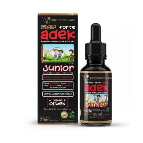 Zdjęcie produktu - PROGRESS LABS Naturalne Witaminy ADEK Junior Forte krople, 30ml