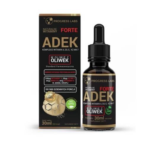 Zdjęcie produktu - Progress Labs Witamina ADEK Complex A D3 E K2 MK-7 w kroplach, 30 ml