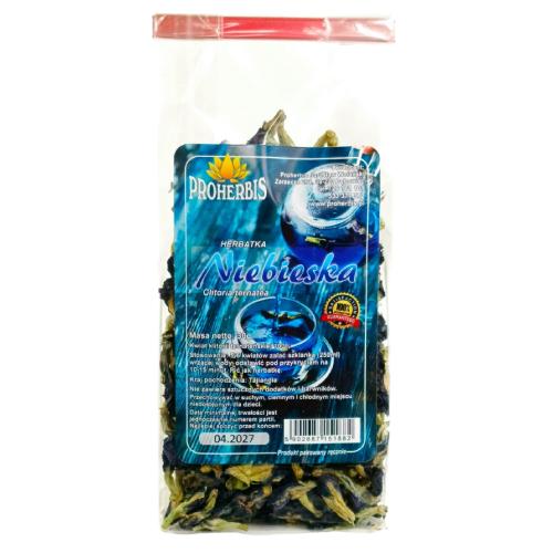 Zdjęcie produktu - PROHERBIS Herbatka Niebieska Klitoria ternateńska kwiat, 30 g