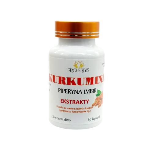 Zdjęcie produktu - PROHERBIS Kurkuma, Pieprz, Imbir, 60 kaps.