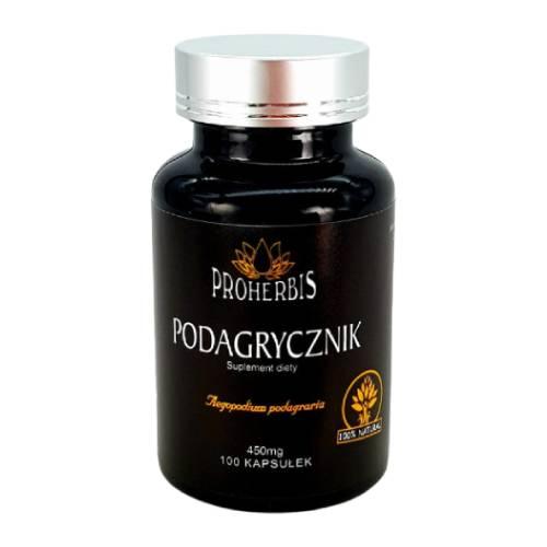 Zdjęcie produktu - PROHERBIS Podagrycznik pospolity 450mg, 100kaps