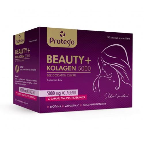 Zdjęcie produktu - Protego BEAUTY+ KOLAGEN 5000mg o smaku malina-truskawka, 30 saszetek