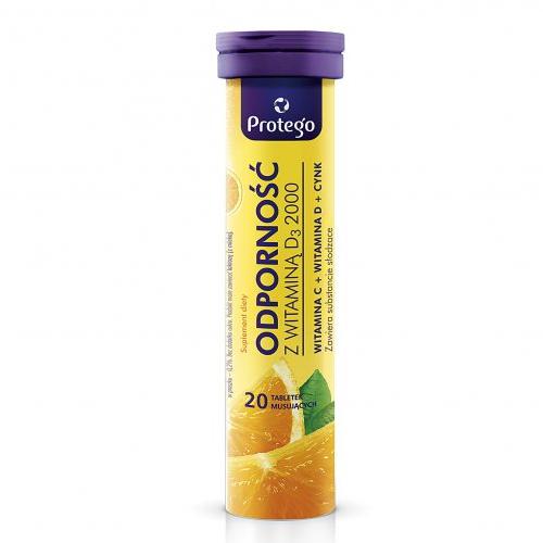 Zdjęcie produktu - Protego Odporność z witaminą D3, 20tabl. mus.