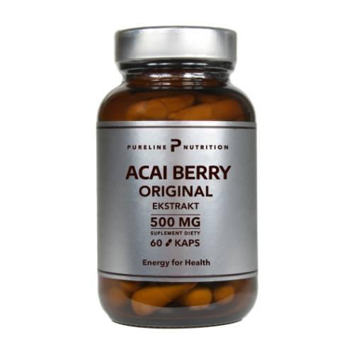 Zdjęcie produktu - Pureline Nutrition Acai Berry Orginal Ekstrakt z jag&oacute;d Acai 500 mg, 60 kaps.