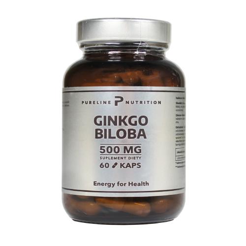 Zdjęcie produktu - Pureline Nutrition Ginkgo Biloba Miłorząb japoński 500mg, 60 kaps.