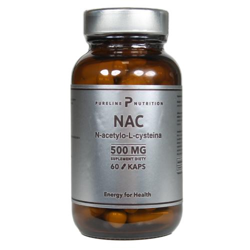 Zdjęcie produktu - Pureline Nutrition NAC N-acetylo-L-cysteina 500mg, 60kaps.