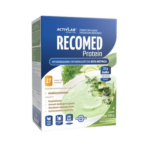 Zdjęcie produktu - RECOMED Protein Proszek o smaku kremu og&oacute;rkowego, 4saszetki