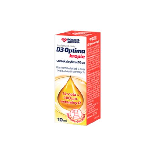 Zdjęcie produktu - Rodzina Zdrowia D3 Optima Krople 400 j.m.,10ml 