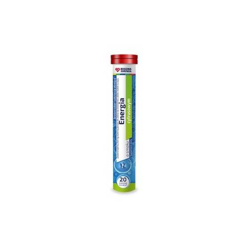 Zdjęcie produktu - Rodzina Zdrowia Energia, 20tabl. musujących o smaku cytrusowym