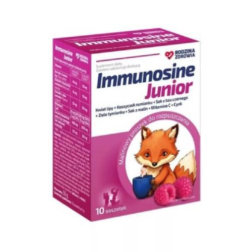 Zdjęcie produktu - Rodzina Zdrowia Immunosine Junior smak malinowy, 10 sasz.