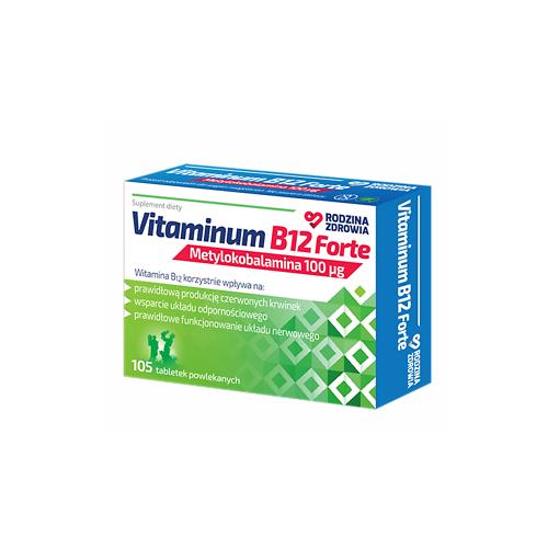 Zdjęcie produktu - Vitaminum B12 Forte Metylokobalamina 100ug, 105 tabletek Rodzina Zdrowia