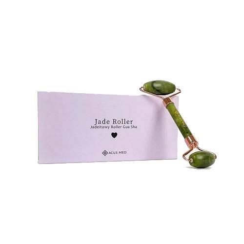 Zdjęcie produktu - Acus Med Roller jadeitowy Gua Sha Wałek do masażu twarzy zielony