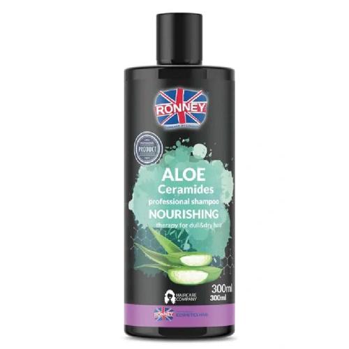 Zdjęcie produktu - RONNEY Aloe Ceramides Odżywiający szampon do włos&oacute;w matowych i suchych z aloesem i ceramidami, 300ml