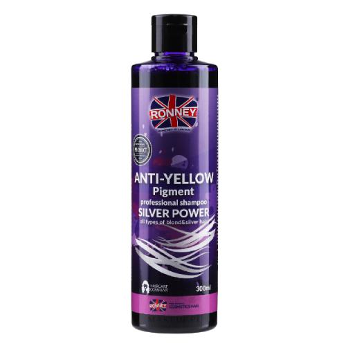 Zdjęcie produktu - RONNEY Silver Power Anti-Yellow Pigment Szampon do włos&oacute;w blond, rozjaśnionych i siwych, 300ml