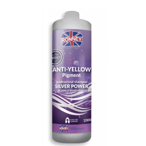 Zdjęcie produktu - RONNEY Szampon do włos&oacute;w blond anti-yellow pigment silver power, 1000ml