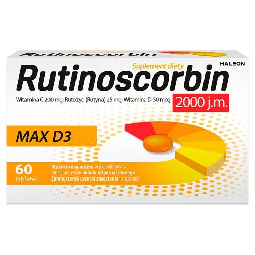 Zdjęcie produktu - Rutinoscorbin Max D3 2000 j.m., 60 tabl.