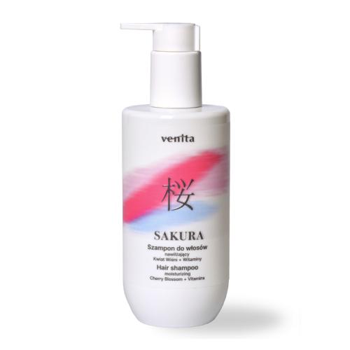 Zdjęcie produktu - Venita Sakura Szampon nawilżający do włos&oacute;w z kwiatem wiśni i witaminami, 300 ml