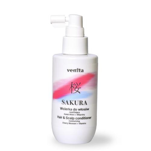 Zdjęcie produktu - Venita Sakura Wcierka nawilżająca do włos&oacute;w z kwiatem wiśni i witaminami, 150 ml