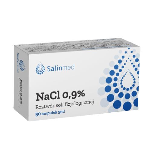 Zdjęcie produktu - Salinmed NaCl 0,9%, roztw&oacute;r soli fizjologicznej 5ml x 50 sztuk