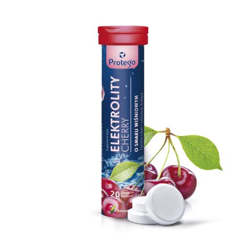 Zdjęcie produktu - Salvum Lab Protego Elektrolity Cherry, 20 tabletek musujących