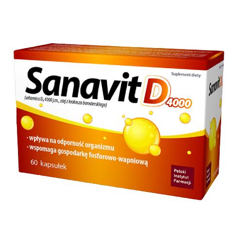 Zdjęcie produktu - Sanavit D 4000 Witamina D3, 60kaps. Polski Instytut Farmacji
