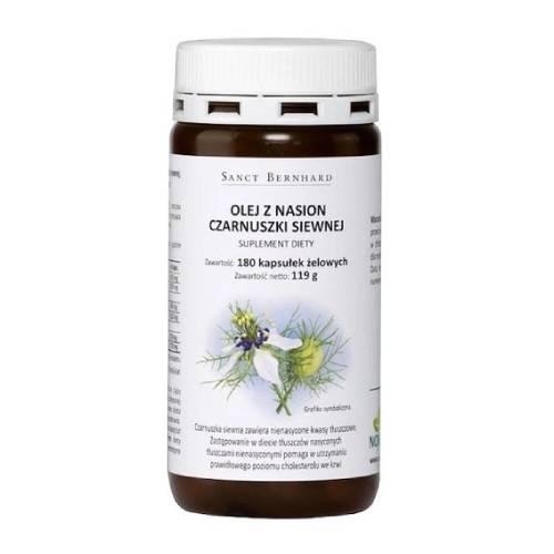 Zdjęcie produktu - SANCT BERNHARD Olej z nasion Czarnuszki siewnej 500mg, 180kaps.