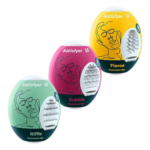 Satisfyer Masturbator Eggs Riffle, Bubble, Fierce Zestaw jajek masturbacyjnych, 3 szt.