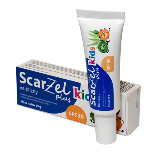 Zdjęcie produktu - SCARŻEL plus kids - żel-krem na blizny z SPF30, 19g
