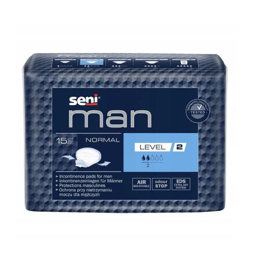 Zdjęcie produktu - SENI Man Normal Level 2, 15 szt. - Anatomiczne wkłady urologiczne dla mężczyzn
