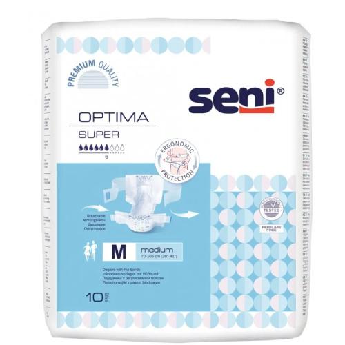 Zdjęcie produktu - SENI OPTIMA SUPER MEDIUM Pieluchomajtki z pasem biodrowym, 10 sztuk