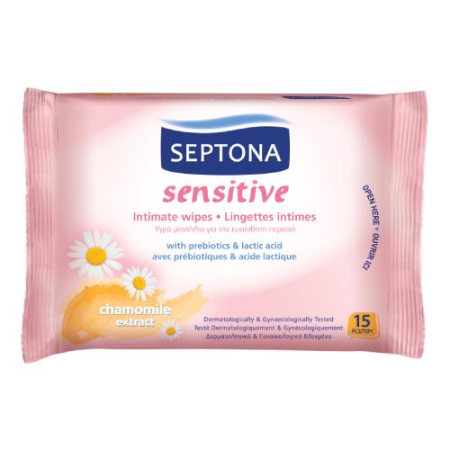 Zdjęcie produktu - SEPTONA Sensitive Chusteczki nawilżane do higieny intymnej, 15 szt.