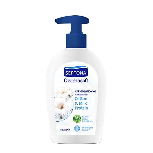 Zdjęcie produktu - Septona Cotton & Milk Protein Płyn do mycia rąk z pompką, 400 ml