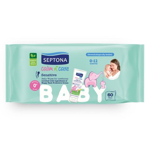 Zdjęcie produktu - SEPTONA Sensitive Nawilżane chusteczki dla niemowląt i dzieci, 60 sztuk