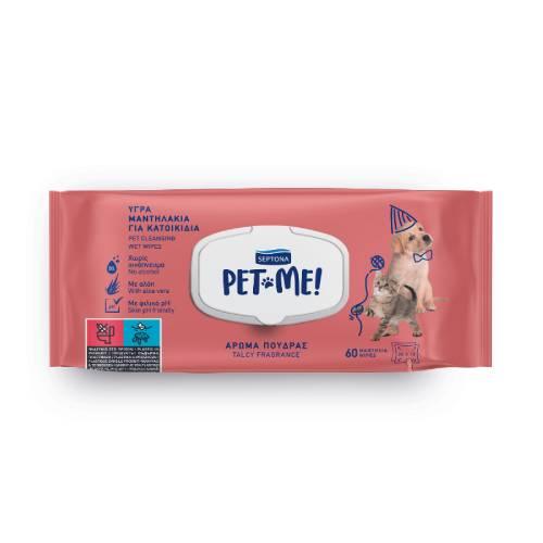 Zdjęcie produktu - SEPTONA Pet Me! Chusteczki nawilżane do czyszczenia i pielęgnacji zwierząt, 60szt.
