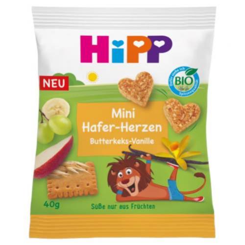 Zdjęcie produktu - HiPP Serduszka owsiane Maślane ciasteczka wanilia, 40 g