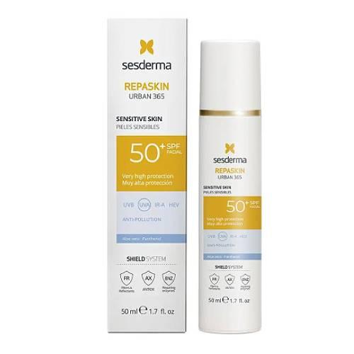 Zdjęcie produktu - Sesderma Repaskin Urban 365 Filtr przeciwsłoneczny do sk&oacute;ry wrażliwej SPF 50+, 50 ml