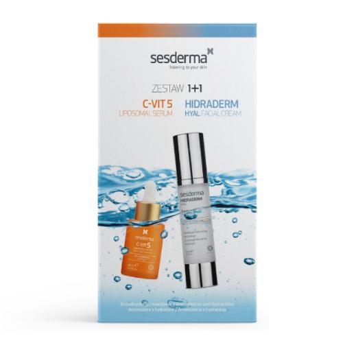 Zdjęcie produktu - SESDERMA Zestaw Hidraderm Hyal Krem, 50ml + C-VIT 5 Serum liposomowe, 30ml