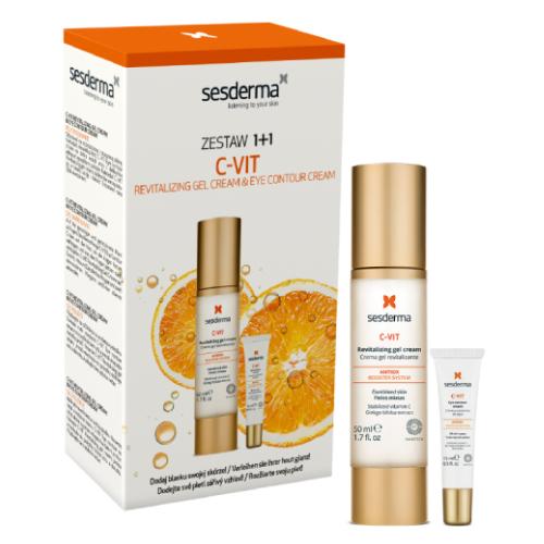 Zdjęcie produktu - SESDERMA C-VIT Zestaw Krem-żel do twarzy, 50ml + Krem pod oczy, 15ml