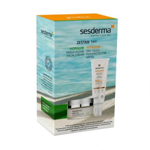 Zdjęcie produktu - SESDERMA Zestaw REPASKIN DRY Fotoprotector SPF50, 50ml + Hidraloe Krem nawilżający, 50ml
