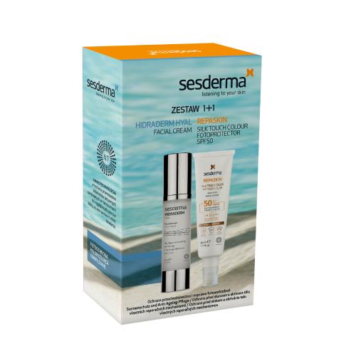 Zdjęcie produktu - SESDERMA Zestaw REPASKIN SILK Touch Fotoprotector SPF50, 50ml + Hidraderm Hyal krem do twarzy, 50ml